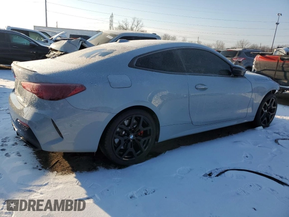2025 BMW 4 Series M440i xDrive with VIN WBA83DA07SCT64818, listed as a Copart auction lot 43932505 with 1,974 mi miles and Clean title. Bid and sale history available at DreamBid. Image 3.