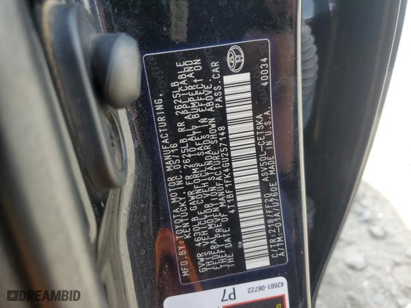 2016 Toyota Camry XLE with VIN 4T1BF1FK4GU257148, listed as a Copart auction lot 52552725 with 163,880 mi miles and Salvage Title. Bid and sale history available at carsss.com. Image 14.