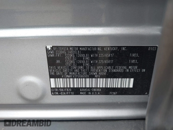 2023 Toyota RAV4 Hybrid LE с VIN 4T3MWRFV2PU086909, выставлен на аукционе IAAI как лот 42293178 с пробегом 35 267 миль миль и . История ставок и продаж доступна на DreamBid. Изображение 9.