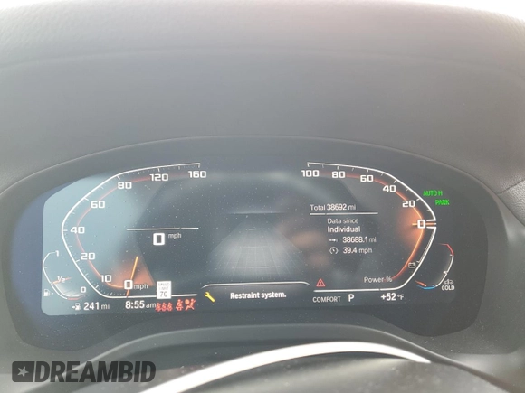 2024 BMW X4 M40i with VIN 5UX43DT05R9U46776, listed as a Copart auction lot 55015005 with 38,692 mi miles and Salvage title. Bid and sale history available at DreamBid. Image 9.