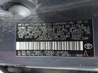 2012 Toyota Prius One z VIN JTDKN3DUXC1531049, wystawiony jako IAAI lot #42410633 z przebiegiem 162 532 mil mil oraz . Historia ofert i sprzedaży dostępna na DreamBid. Obrazek 9.