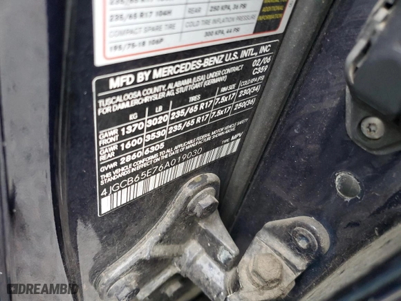 2006 Mercedes-Benz R-Class 3.5L with VIN 4JGCB65E76A019030, listed as a Copart auction lot 79753354 with 165,186 mi miles and Salvage Title. Bid and sale history available at carsss.com. Image 13.