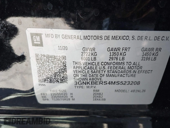 2021 Chevrolet Blazer RS z VIN 3GNKBERS4MS523208, wystawiony jako IAAI lot #42078498 z przebiegiem 63 851 mil mil oraz . Historia ofert i sprzedaży dostępna na DreamBid. Obrazek 9.