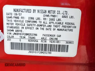 2008 Infiniti G35 x with VIN JNKBV61F28M252786, listed as a Copart auction lot 56582585 with 120,324 mi miles and Clean Title. Bid and sale history available at DreamBid. Image 13.