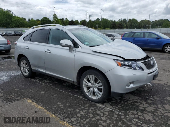 2010 Lexus RX 450h with VIN JTJBC1BA2A2022273, listed as a Copart auction lot 57465834 with 105,515 mi miles and Salvage Title. Bid and sale history available at DreamBid. Image 4.