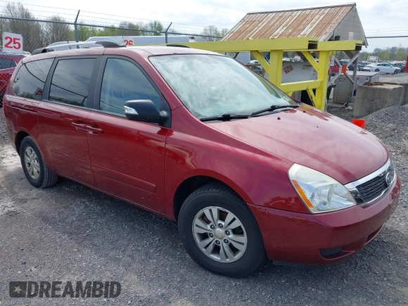 2012 Kia Sedona LX with VIN KNDMG4C71C6493153, listed as a IAAI auction lot 42176426 with 122,375 mi miles. Bid and sale history available at carsss.com. Image 1.