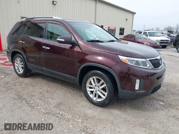 2015 Kia Sorento LX with VIN 5XYKT4A77FG587237, listed as a IAAI auction lot 41748791 with 214,454 mi miles. Bid and sale history available at carsss.com. Image 1.