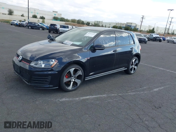 2017 Volkswagen Golf GTI S with VIN 3VW5T7AU7HM061469, listed as a IAAI auction lot 41197640 with 102,387 mi miles. Bid and sale history available at carsss.com. Image 2.
