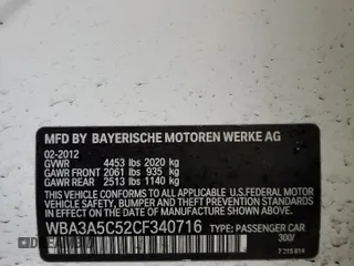 2012 BMW 3 Series 328i with VIN WBA3A5C52CF340716, listed as a Copart auction lot 45593695 with 136,127 mi miles and Salvage Title. Bid and sale history available at carsss.com. Image 14.