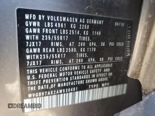 2010 Volkswagen Tiguan SEL with VIN WVGBV7AX2AW530401, listed as a Copart auction lot 45783555 with 138,454 mi miles and Clean Title. Bid and sale history available at DreamBid. Image 13.