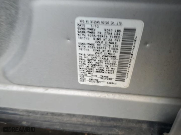 2013 Nissan Murano S with VIN JN8AZ1MW5DW314507, listed as a Copart auction lot 60318704 with 161,652 mi miles and Salvage Title. Bid and sale history available at carsss.com. Image 12.