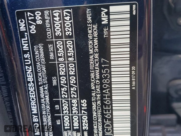 2017 Mercedes-Benz GLS 450 z VIN 4JGDF6EE6HA983517, wystawiony jako Copart lot #58035615 z przebiegiem 89 565 mil mil oraz Szkoda całkowita • Salvage title. Historia ofert i sprzedaży dostępna na DreamBid. Obrazek 13.