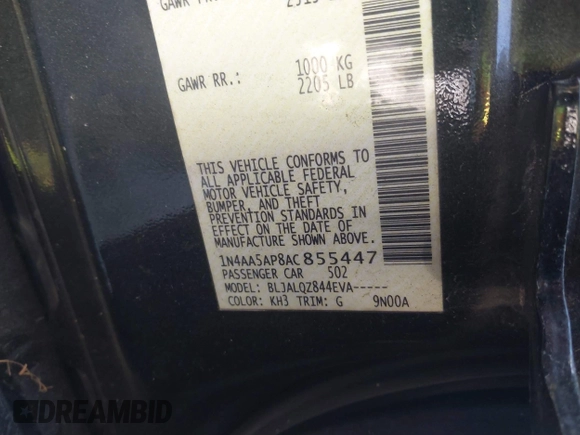 2010 Nissan Maxima SV z VIN 1N4AA5AP8AC855447, wystawiony jako IAAI lot #40655271 z przebiegiem 204 273 mil mil oraz . Historia ofert i sprzedaży dostępna na DreamBid. Obrazek 9.