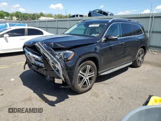 2022 Mercedes-Benz GLS 450 z VIN 4JGFF5KE1NA747800, wystawiony jako Copart lot #56194685 z przebiegiem 26 993 mil mil oraz Szkoda całkowita • Salvage title. Historia ofert i sprzedaży dostępna na DreamBid. Obrazek 1.