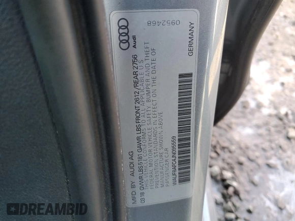 2018 Audi A6 Premium with VIN WAUF8AFC4JN095559, listed as a Copart auction lot 48581515 with 83,115 mi miles and Salvage Title. Bid and sale history available at carsss.com. Image 13.