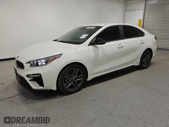 2021 Kia Forte GT-Line with VIN 3KPF34AD3ME301790, listed as a Copart auction lot 46213255 with 5,755 mi miles and Clean Title. Bid and sale history available at carsss.com. Image 1.