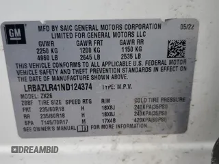 2022 Buick Envision Preferred with VIN LRBAZLR41ND124374, listed as a Copart auction lot 42351565 with 44,295 mi miles and Clean Title. Bid and sale history available at carsss.com. Image 14.