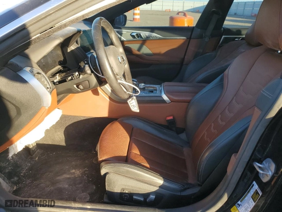 2020 BMW 8 Series M850i with VIN WBAGV8C08LCE52579, listed as a Copart auction lot 43185735 with 55,574 mi miles and Salvage Title. Bid and sale history available at carsss.com. Image 7.
