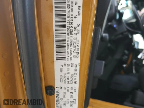 2014 Jeep Wrangler Sport z VIN 1C4AJWAG7EL181121, wystawiony jako Copart lot #42599235 z przebiegiem 130 721 mil mil oraz Szkoda całkowita • Salvage title. Historia ofert i sprzedaży dostępna na DreamBid. Obrazek 13.