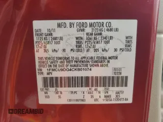 2012 Ford Escape XLT с VIN 1FMCU9DG4CKB01074, выставлен на аукционе Copart как лот 62483805 с пробегом 165 825 миль миль и Списание • Salvage title. История ставок и продаж доступна на DreamBid. Изображение 13.