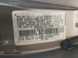 1999 Toyota Camry LE z VIN JT2BG22KXX0317947, wystawiony jako IAAI lot #42352594 z przebiegiem 192 160 mil mil oraz . Historia ofert i sprzedaży dostępna na DreamBid. Obrazek 9.