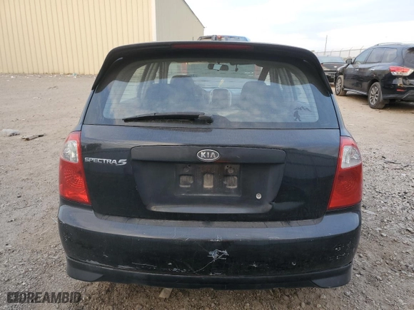2005 Kia Spectra with VIN KNAFE161255088283, listed as a Copart auction lot 73654744 with 169,947 mi miles and Salvage Title. Bid and sale history available at carsss.com. Image 6.