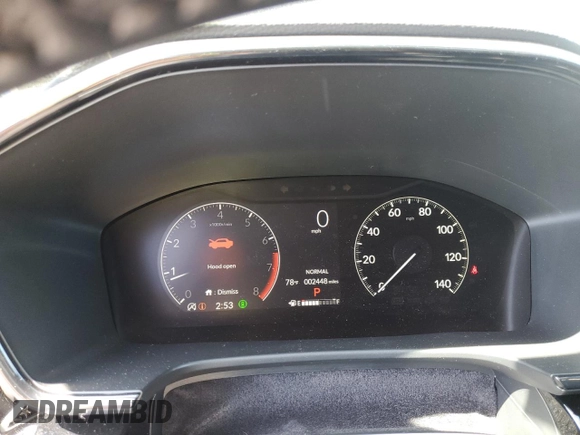 2025 Honda CR-V EX-L with VIN 2HKRS4H74SH454591, listed as a Copart auction lot 53691035 with 2,448 mi miles and Salvage Title. Bid and sale history available at DreamBid. Image 9.