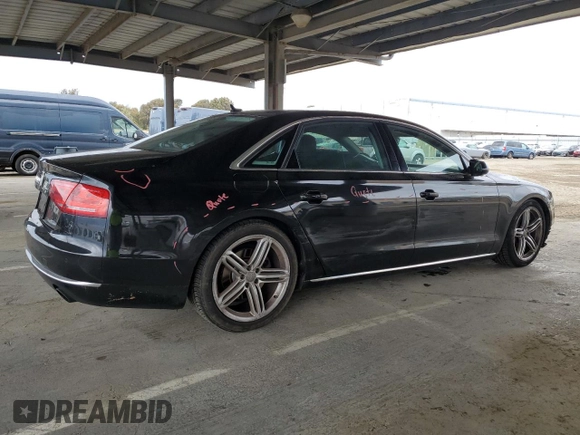 2013 Audi A8 L 3.0L with VIN WAURGAFD7DN004393, listed as a Copart auction lot 48186015 with 98,174 mi miles and Salvage Title. Bid and sale history available at carsss.com. Image 3.