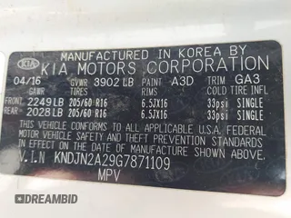 2016 Kia Soul with VIN KNDJN2A29G7871109, listed as a IAAI auction lot 42086496 with 179,493 mi miles. Bid and sale history available at carsss.com. Image 9.