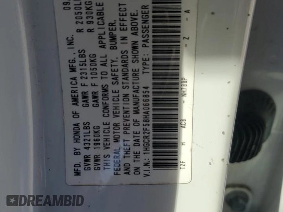 2017 Honda Accord Sport with VIN 1HGCR2F58HA066854, listed as a Copart auction lot 43405125 with 142,548 mi miles and Salvage Title. Bid and sale history available at carsss.com. Image 12.