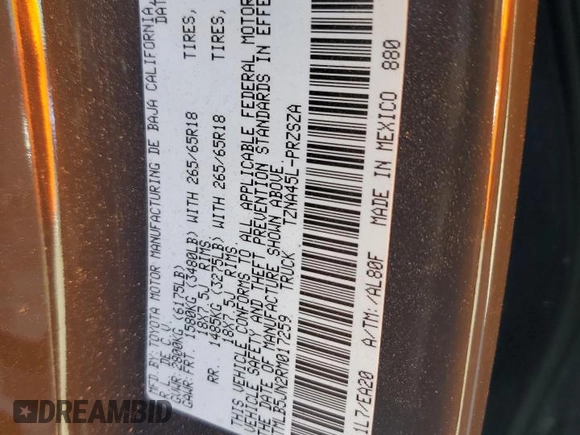 2024 Toyota Tacoma SR5 z VIN 3TMLB5JN2RM017259, wystawiony jako Copart lot #47946465 z przebiegiem 29 596 mil mil oraz Szkoda całkowita • Salvage title. Historia ofert i sprzedaży dostępna na DreamBid. Obrazek 14.