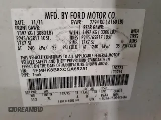 2012 Ford Explorer with VIN 1FMHK8B8XCGA65251, listed as a Copart auction lot 53715625 with 241,568 mi miles and Clean title. Bid and sale history available at DreamBid. Image 13.