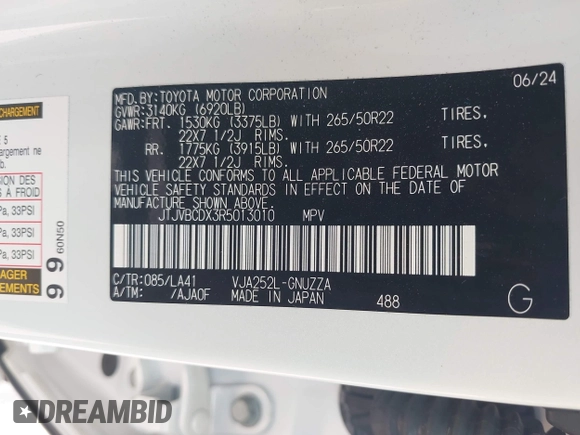 2024 Lexus GX 550 Luxury z VIN JTJVBCDX3R5013010, wystawiony jako IAAI lot #42298207 z przebiegiem 3 589 mil mil oraz . Historia ofert i sprzedaży dostępna na DreamBid. Obrazek 9.