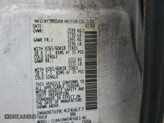 2009 Nissan Frontier SE with VIN 1N6AD07U39C426677, listed as a Copart auction lot 43524135 with 183,168 mi miles and Salvage Title. Bid and sale history available at carsss.com. Image 12.