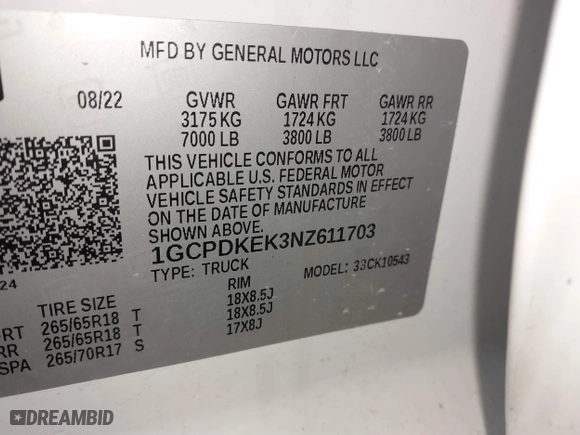 2022 Chevrolet Silverado 1500 LT with VIN 1GCPDKEK3NZ611703, listed as a IAAI auction lot 41298996 with 23,912 mi miles. Bid and sale history available at carsss.com. Image 9.
