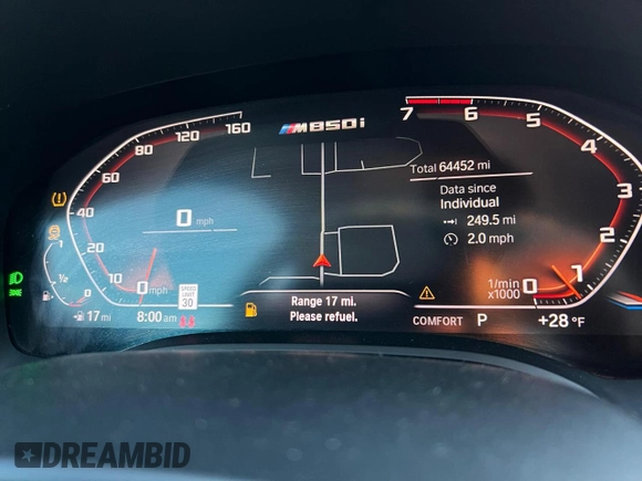 2019 BMW 8 Series M850i xDrive with VIN WBABC4C59KBU95625, listed as a Copart auction lot 43650255 with 64,452 mi miles and Clean Title. Bid and sale history available at DreamBid. Image 6.