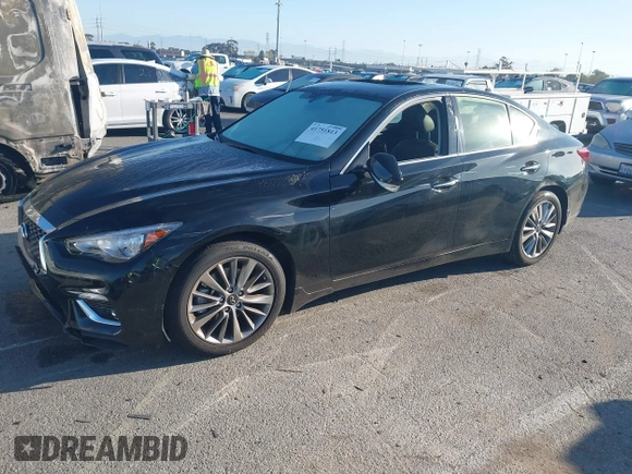 2023 Infiniti Q50 Luxe with VIN JN1EV7BP6PM513012, listed as a IAAI auction lot 41751813 with 7,064 mi miles and . Bid and sale history available at DreamBid. Image 2.
