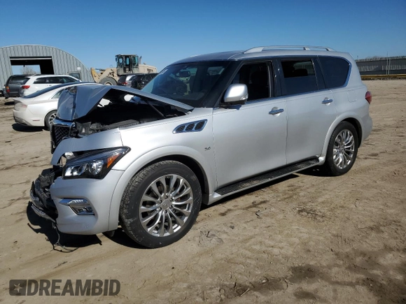 2017 Infiniti QX80 with VIN JN8AZ2NE2H9156143, listed as a Copart auction lot 42945985 with 157,392 mi miles and Salvage Title. Bid and sale history available at DreamBid. Image 1.