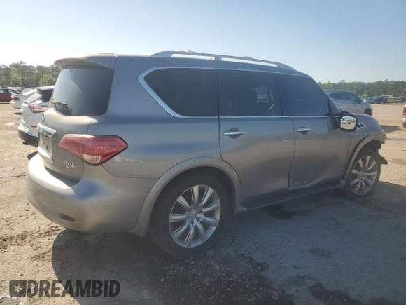 2011 Infiniti QX56 7-passenger with VIN JN8AZ2NF3B9502751, listed as a Copart auction lot 52233705 with Not Provided miles and Salvage Title. Bid and sale history available at carsss.com. Image 3.