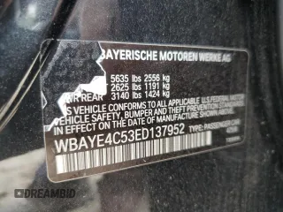 2014 BMW 7 Series 740Li with VIN WBAYE4C53ED137952, listed as a Copart auction lot 62829515 with 151,160 mi miles and Salvage title. Bid and sale history available at DreamBid. Image 12.