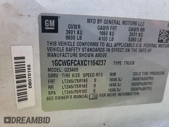 2012 Chevrolet Express Cargo с VIN 1GCWGFCAXC1164237, выставлен на аукционе IAAI как лот 42620003 с пробегом 219 226 миль миль и . История ставок и продаж доступна на DreamBid. Изображение 37.