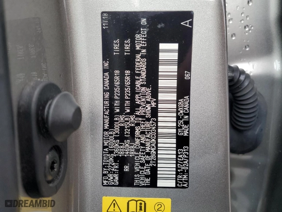 2019 Lexus RX with VIN 2T2BGMCA0KC034573, listed as a Copart auction lot 43520385 with 52,412 mi miles and Salvage Title. Bid and sale history available at carsss.com. Image 12.