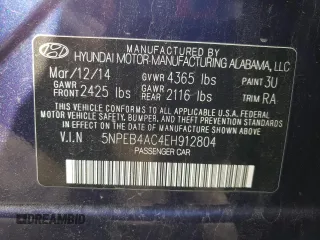 2014 Hyundai Sonata GLS with VIN 5NPEB4AC4EH912804, listed as a Copart auction lot 54137445 with 171,077 mi miles and Salvage Title. Bid and sale history available at carsss.com. Image 13.