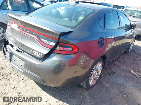 2014 Dodge Dart Limited with VIN 1C3CDFCB2ED791802, listed as a IAAI auction lot 41763155 with 124,601 mi miles. Bid and sale history available at carsss.com. Image 4.