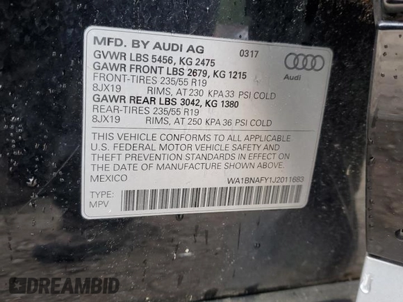 2018 Audi Q5 Premium Plus z VIN WA1BNAFY1J2011683, wystawiony jako Copart lot #57989875 z przebiegiem 135 815 mil mil oraz Szkoda całkowita • Salvage title. Historia ofert i sprzedaży dostępna na DreamBid. Obrazek 13.