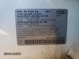 2018 Audi Q5 Prestige with VIN WA1CNAFYXJ2205150, listed as a Copart auction lot 46422805 with 94,470 mi miles and Salvage Title. Bid and sale history available at carsss.com. Image 15.