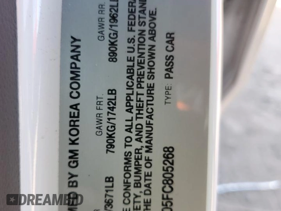 2015 Chevrolet Spark EV LT with VIN KL8CL6S05FC805268, listed as a Copart auction lot 75501924 with 66,668 mi miles and Salvage Title. Bid and sale history available at carsss.com. Image 12.