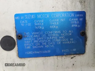 2003 Suzuki Aerio SX with VIN JS2RD41H635203639, listed as a Copart auction lot 50309015 with Not Provided miles and Salvage Title. Bid and sale history available at DreamBid. Image 15.