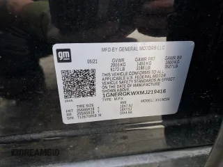 2021 Chevrolet Traverse LT Cloth with VIN 1GNERGKWXMJ219416, listed as a Copart auction lot 83608164 with 50,758 mi miles and Salvage Title. Bid and sale history available at carsss.com. Image 13.