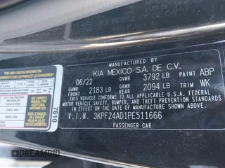 2023 Kia Forte LXS with VIN 3KPF24AD1PE511666, listed as a IAAI auction lot 41832551 with 112,005 mi miles and . Bid and sale history available at DreamBid. Image 9.